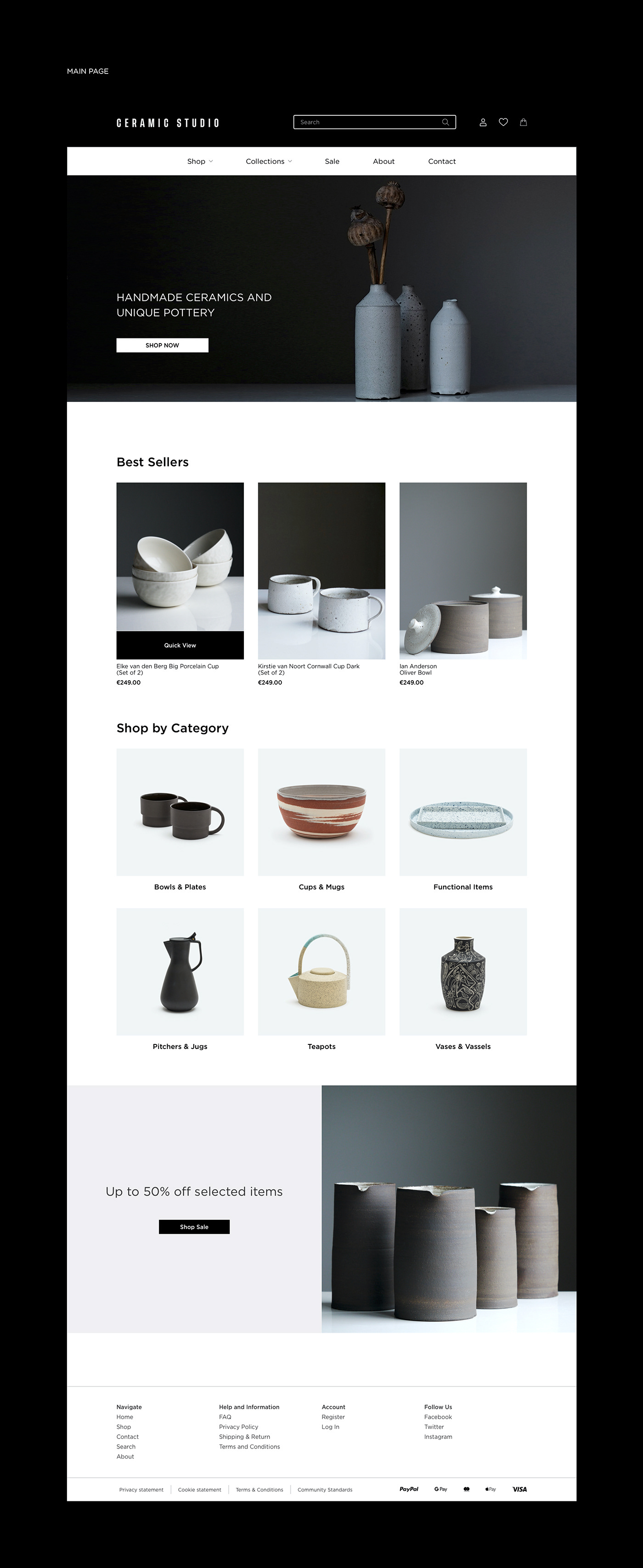decor design e-commerve Minimalism Shopify UI ux/ui Website ceramic tilda