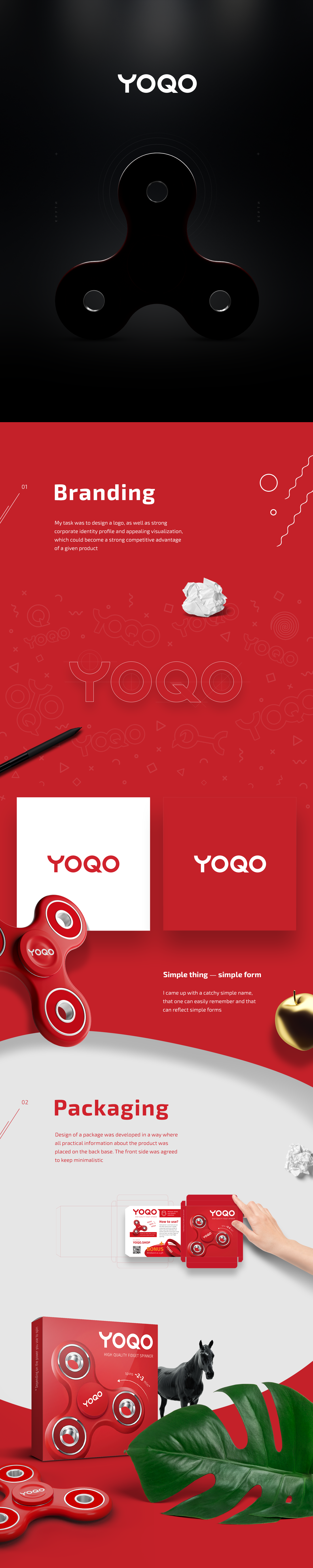 Website branding  YOQO logo art brand Spinner Fidget Spinner presentation спиннер