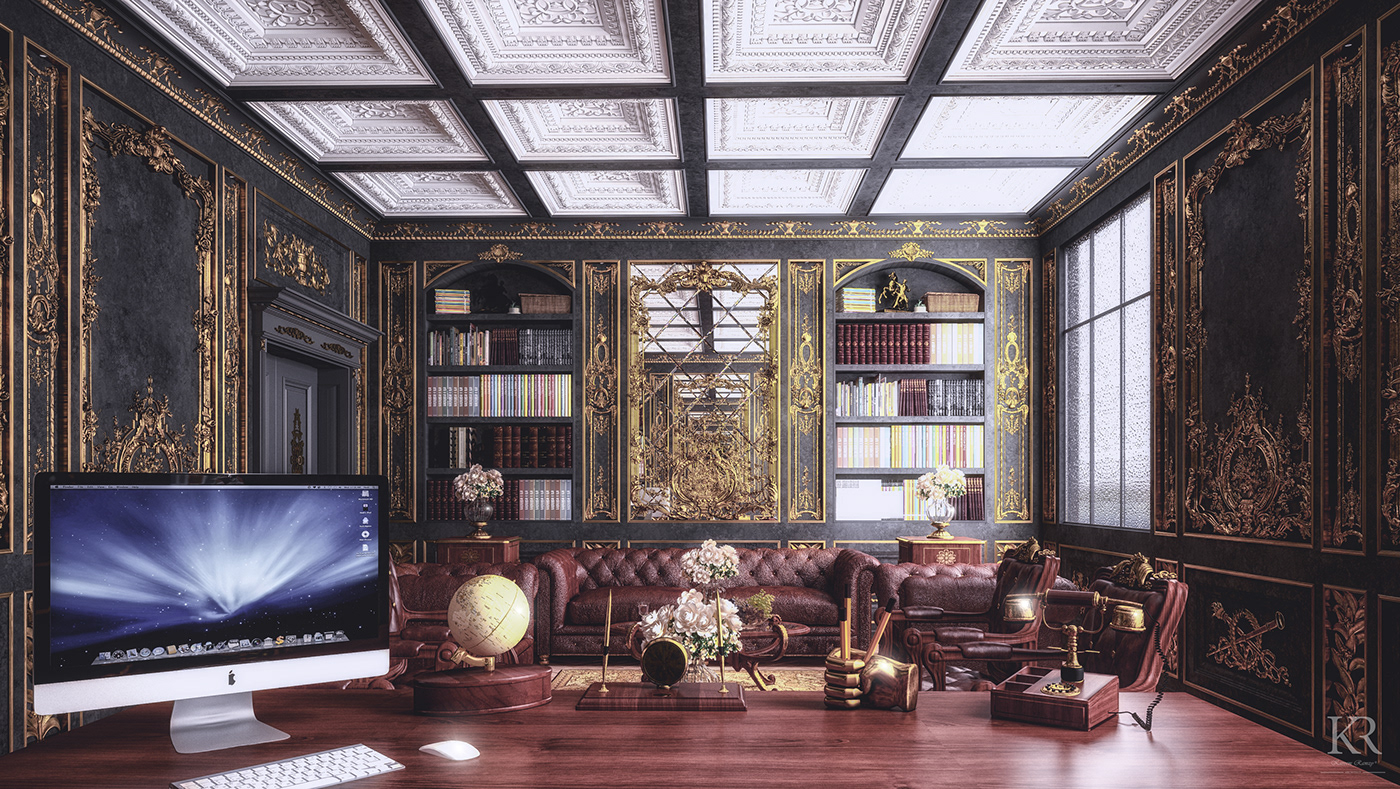 Interior Design for a Luxurious Classic Office Room on Behance
