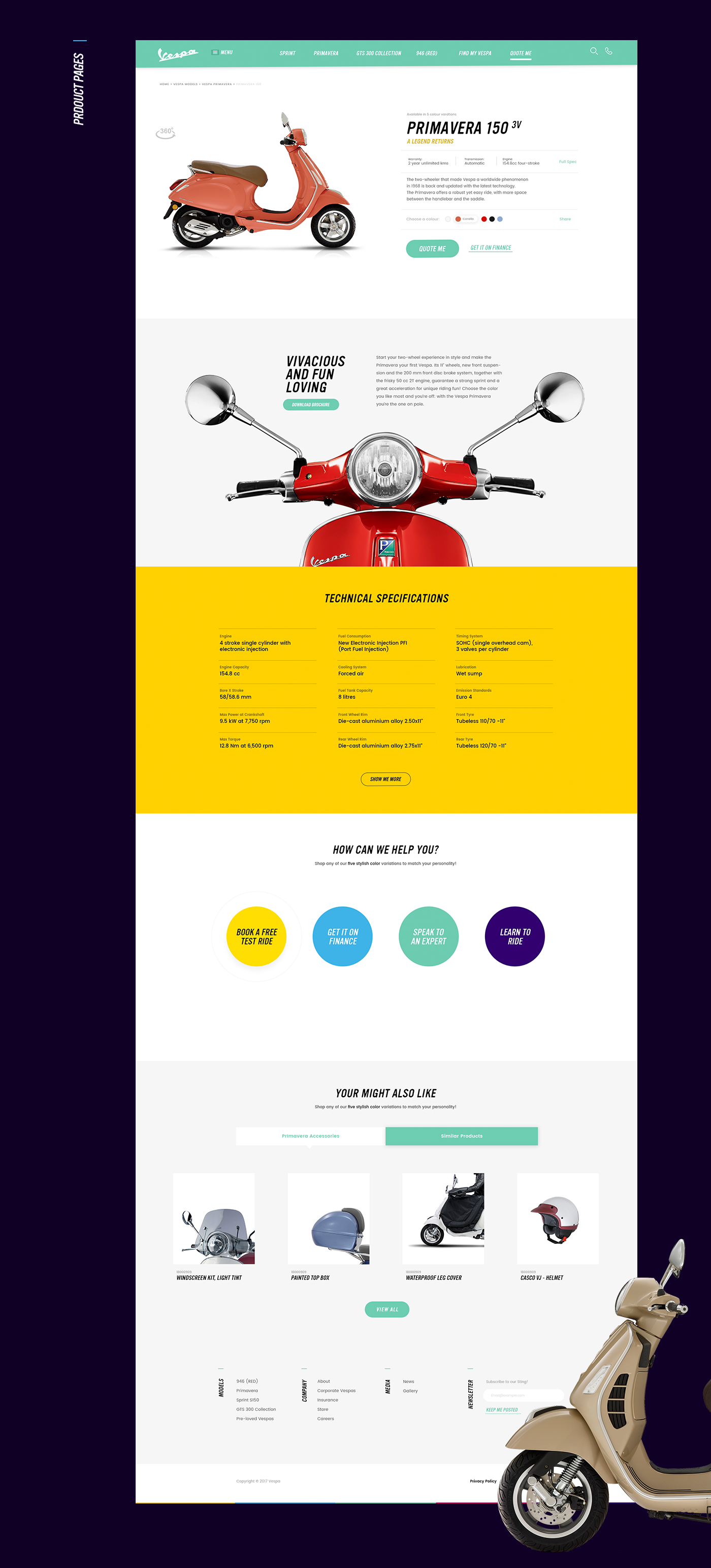 ux south africa vespa Website Design ui design colorful UI flat color inspiration