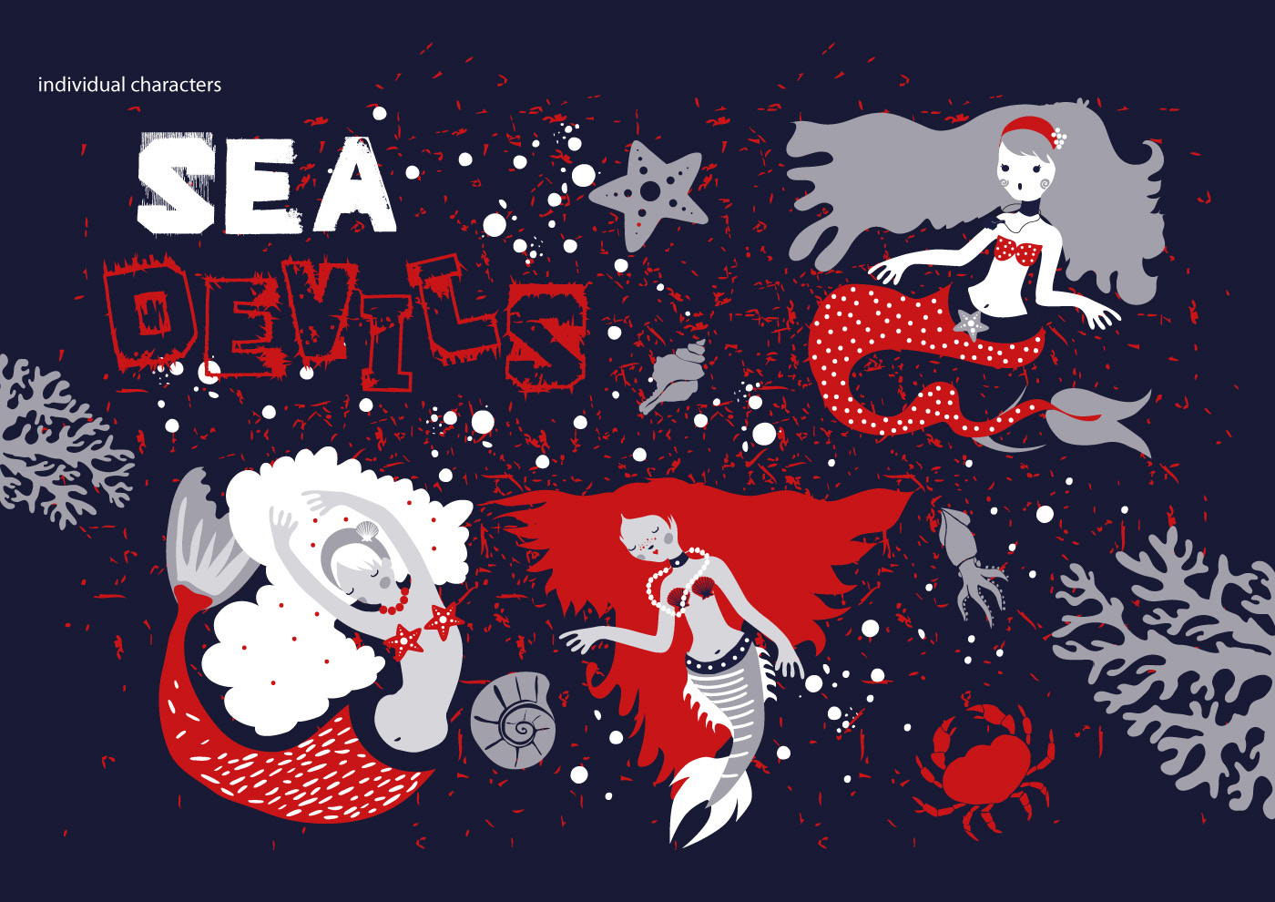 cute element font God ILLUSTRATION  mermaid neptune sea shell Trident