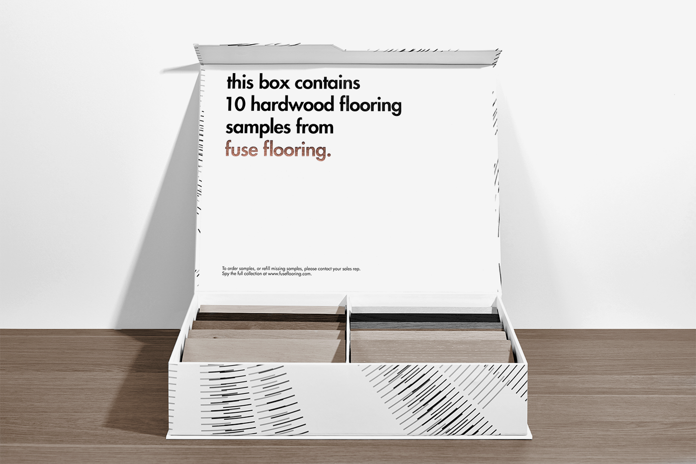 fuseflooring Anagrama Packaging box wood pattern BuisnessCards design White copperfoil