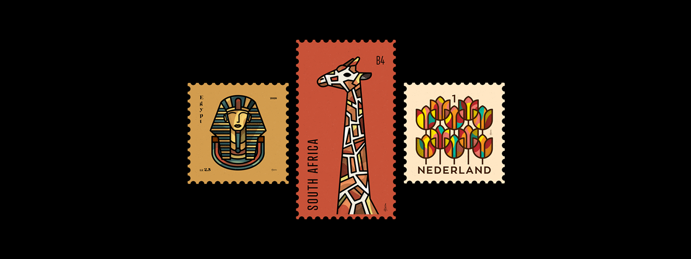 animals birds colors Geometric Art mike karolos Nature Patterns Pop Art Postage stamps