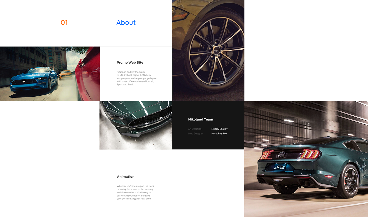 Mustang Ford Web design promo site animation  UI ux car