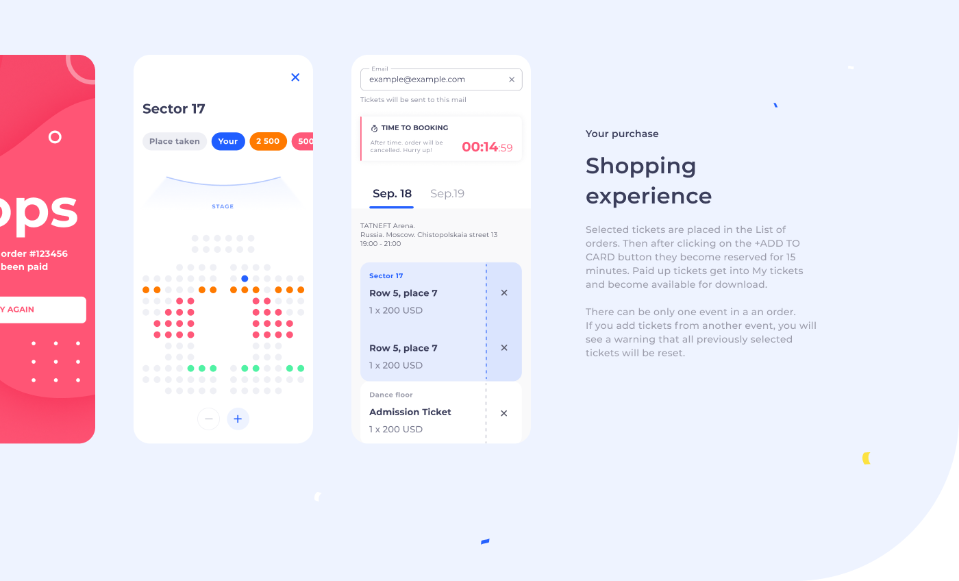 Events interaction professional prototype Shopping tickets UI ux Web wireframing