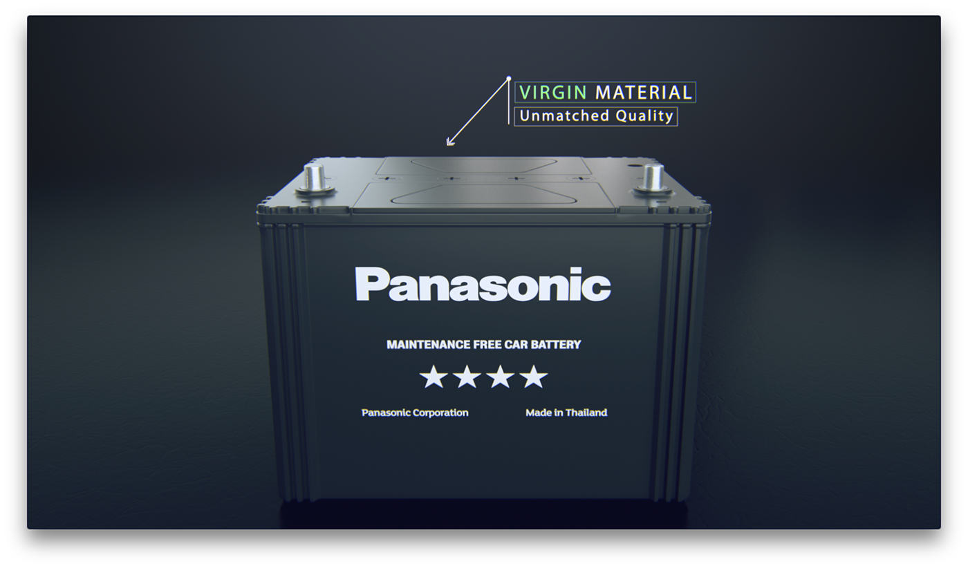 panasonic car battery CGI 3D c4d motion graphics  product visualization animation 