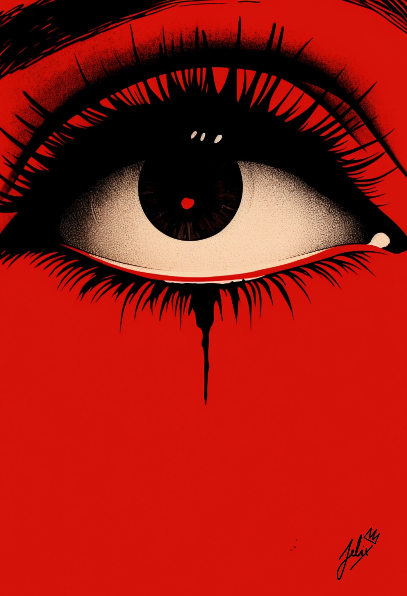 comic Pop Art NEO POP ART Laszlo King Felix Laszlo eye anime style eyeballs King Felix Neo Noir red rose noir