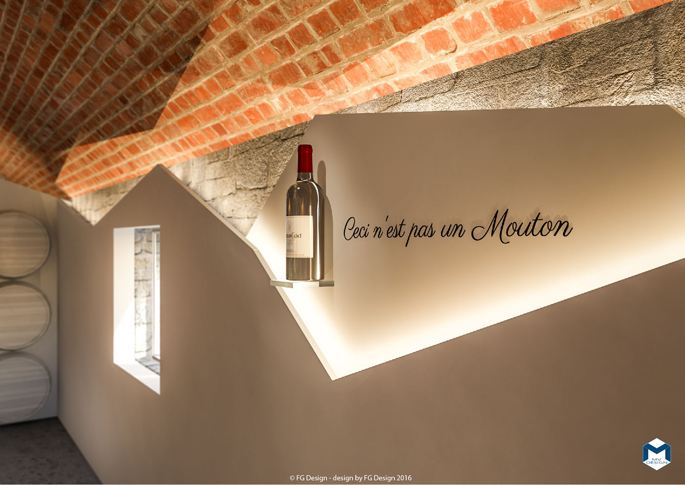 Mouton Cadet wine cellar America's Cup lounge interior design  luxury