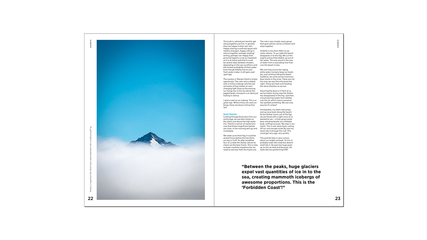 magazine graphic design  editorial design  adventure sport Layout minimal print InDesign Photography 