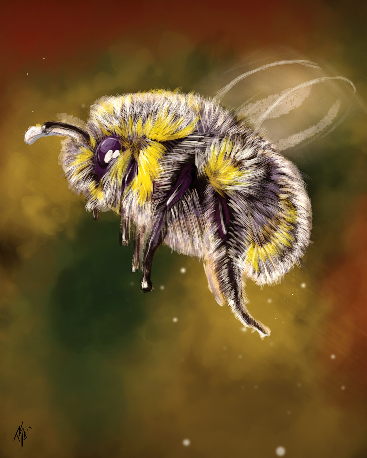 ILLUSTRATION  photoshop Goro brushes custom brushes painting   Bumble Bee animation 