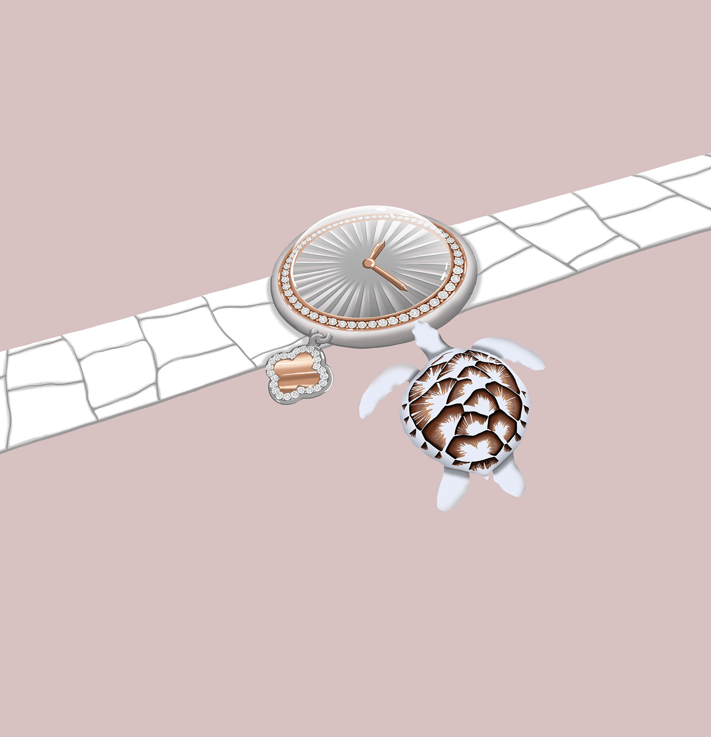 Digital Art  digital illustration Drawing  ILLUSTRATION  Illustrator Jewellery jewelry luxury Van Cleef & Arpels vancleef&arpels