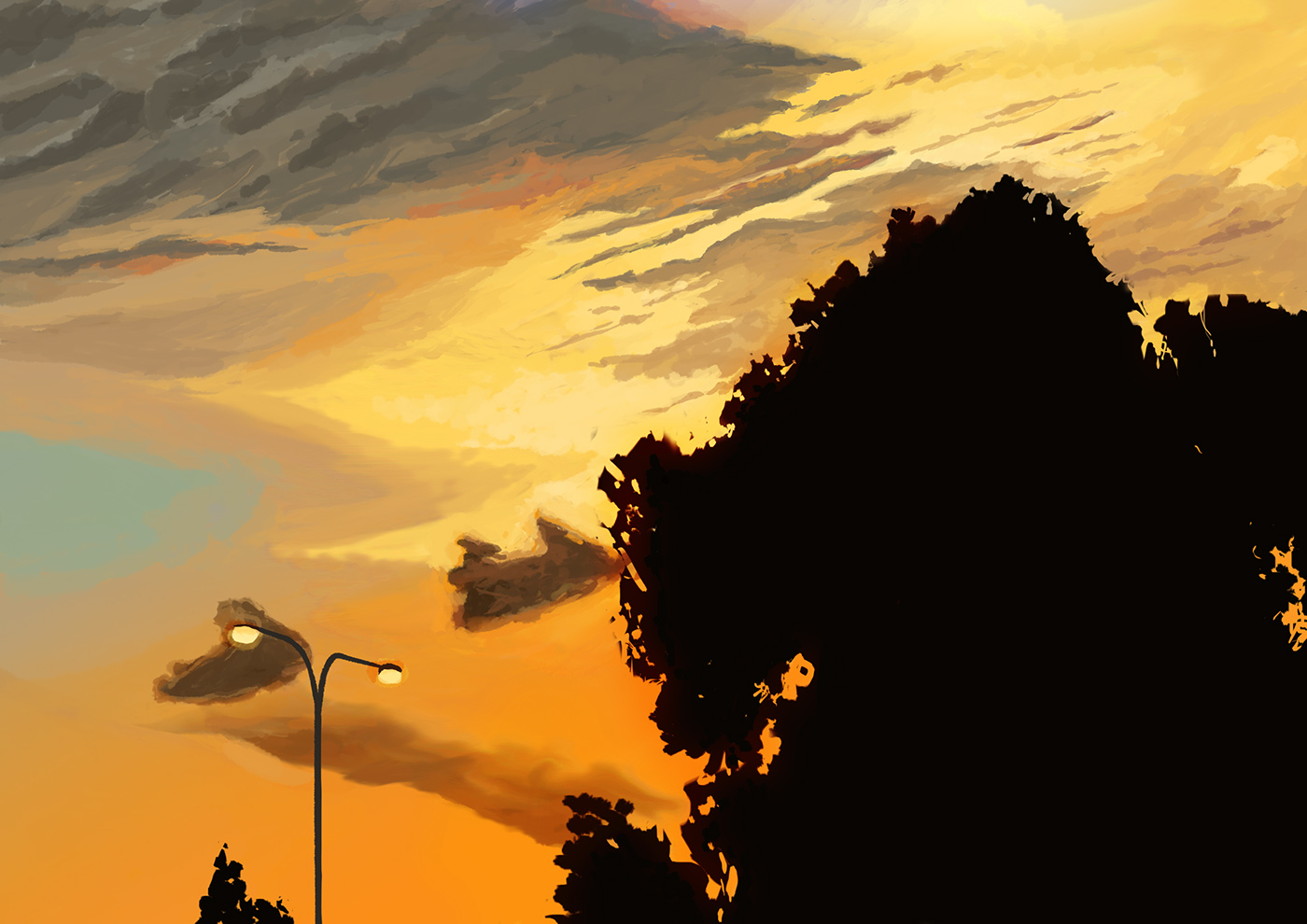 sunset digital painting Mellow Orange
