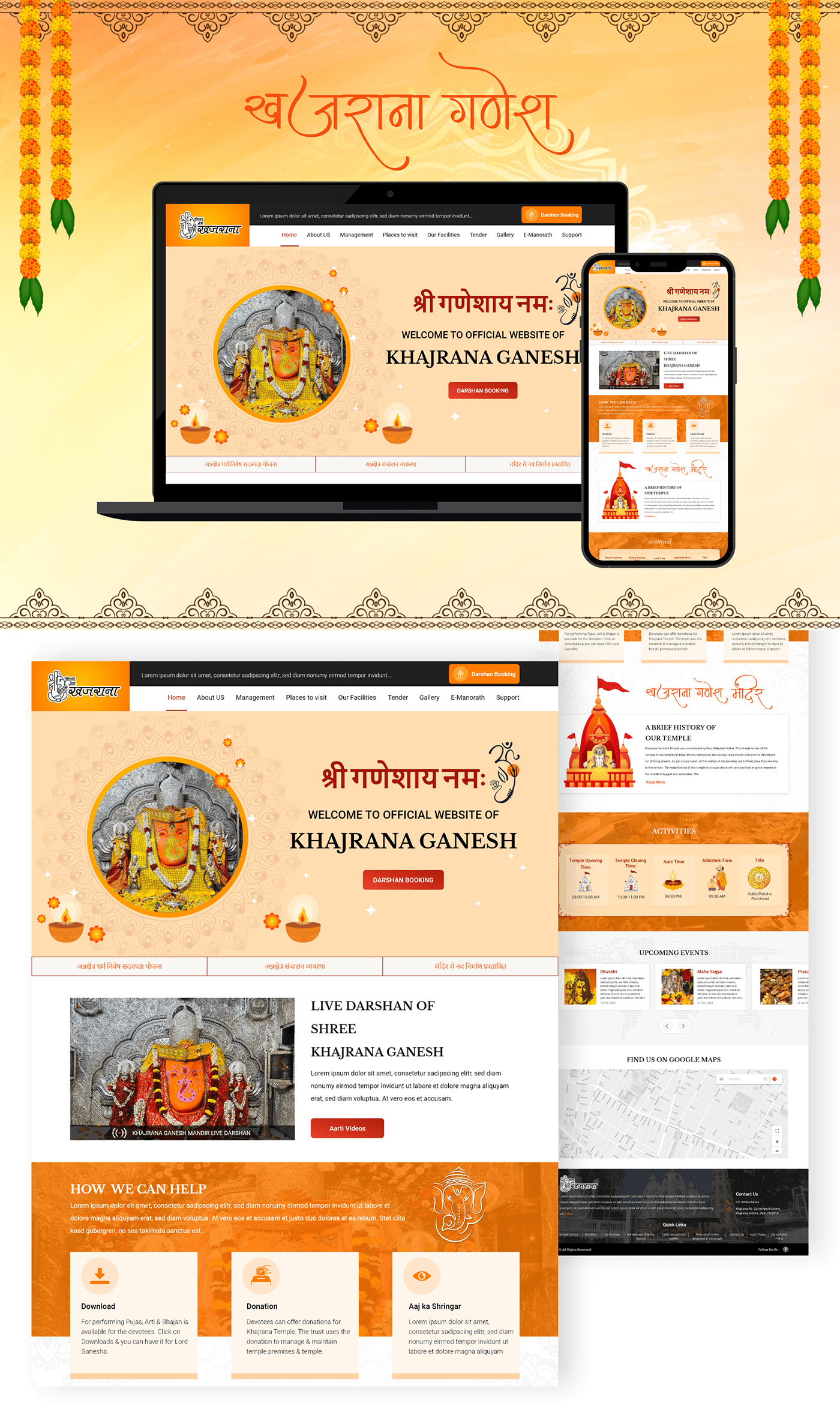 spiritual Hindu religious ganesha Indian God Website Design UI/UX landing page user interface resposive