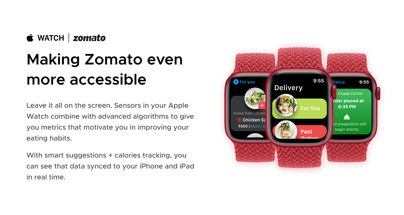 apple applewatch application Food  minimal Mockup Order UI watch zomato