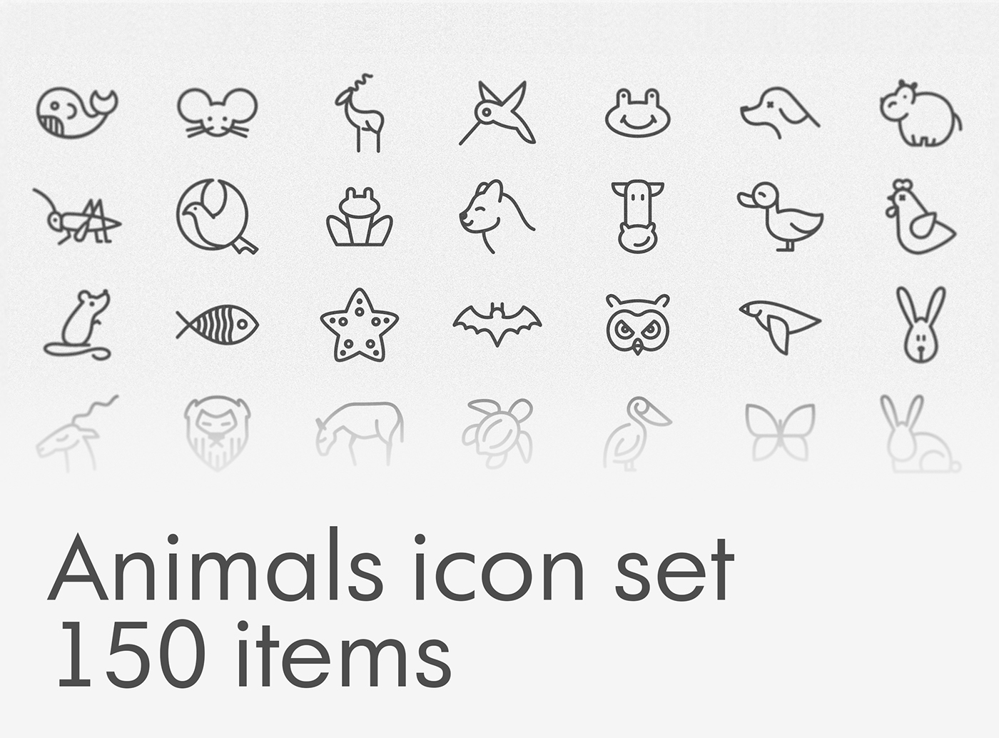 stroke icons animals birds Nature zoo Insects sea fish