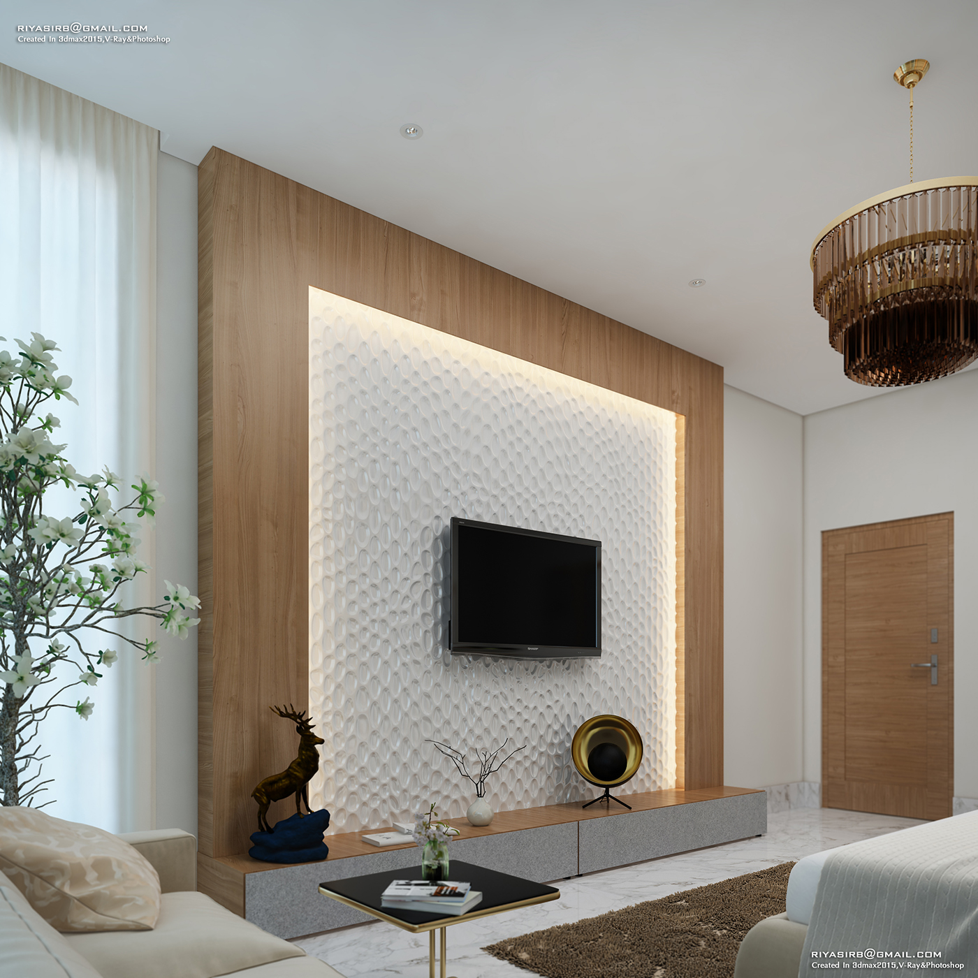 3dsmax vray Interior dubai photoshop bedroom modern interior design  Render 3D