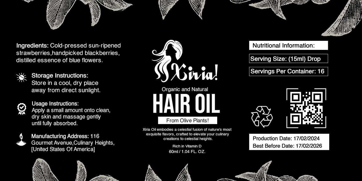 hair oil hair oil label Packaging visual identity skincare cosmetics skin oil Beauty Products product packaging beauty salon