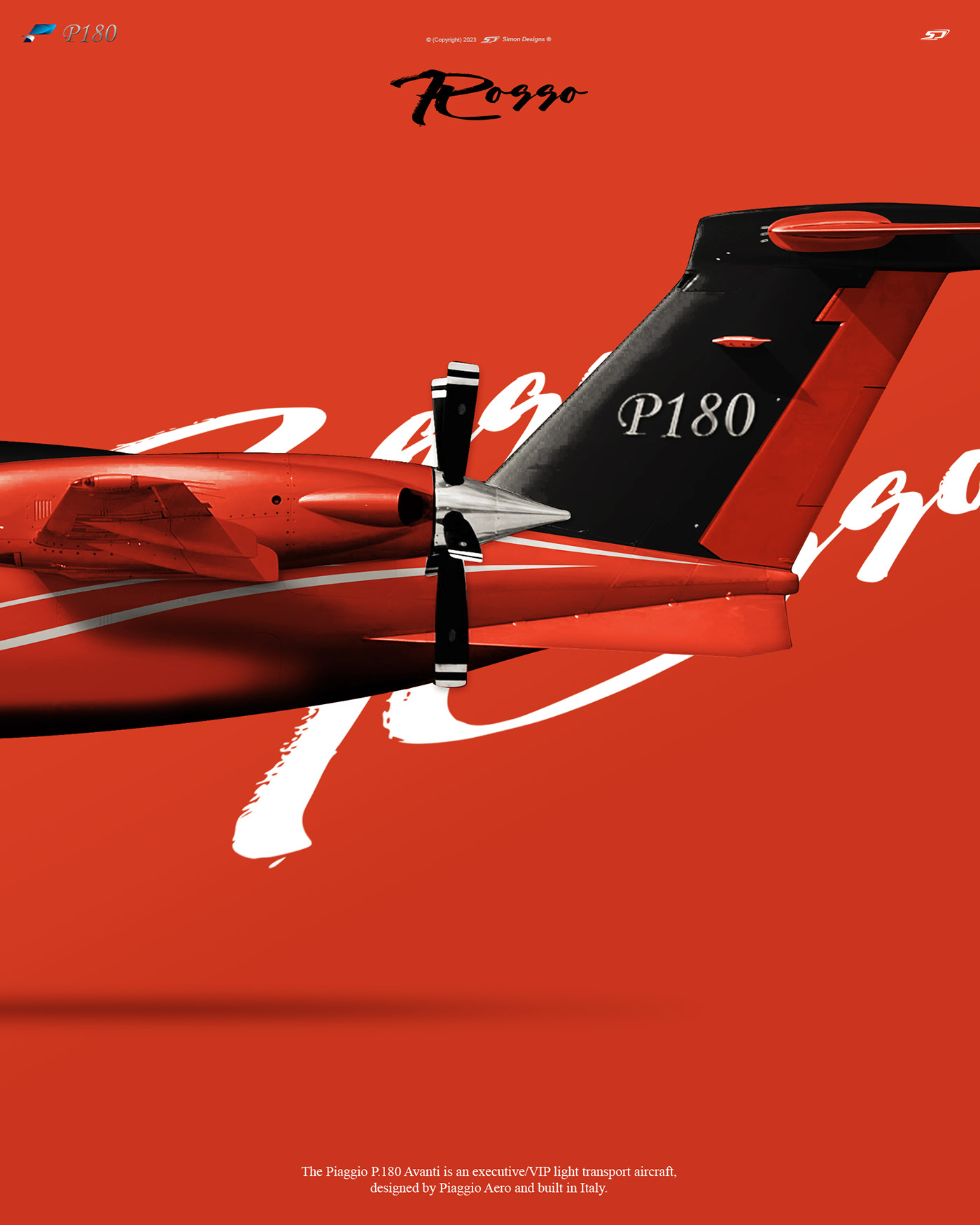 designer Simon Designs aviation design Private Jet aviation graphics Aviation World piaggio aerospace piaggio p180 rosso design