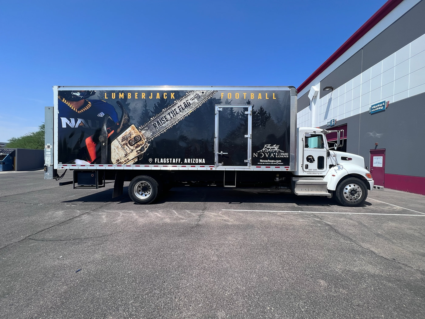 football college football sports Vehicle Wrap Truck lumberjack Flagstaff arizona graphic design 