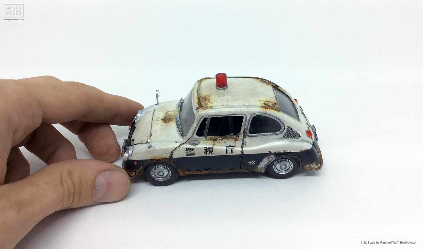 Miniature Vehicle abandoned police japan grandmondo crafts   art handmade sculpture