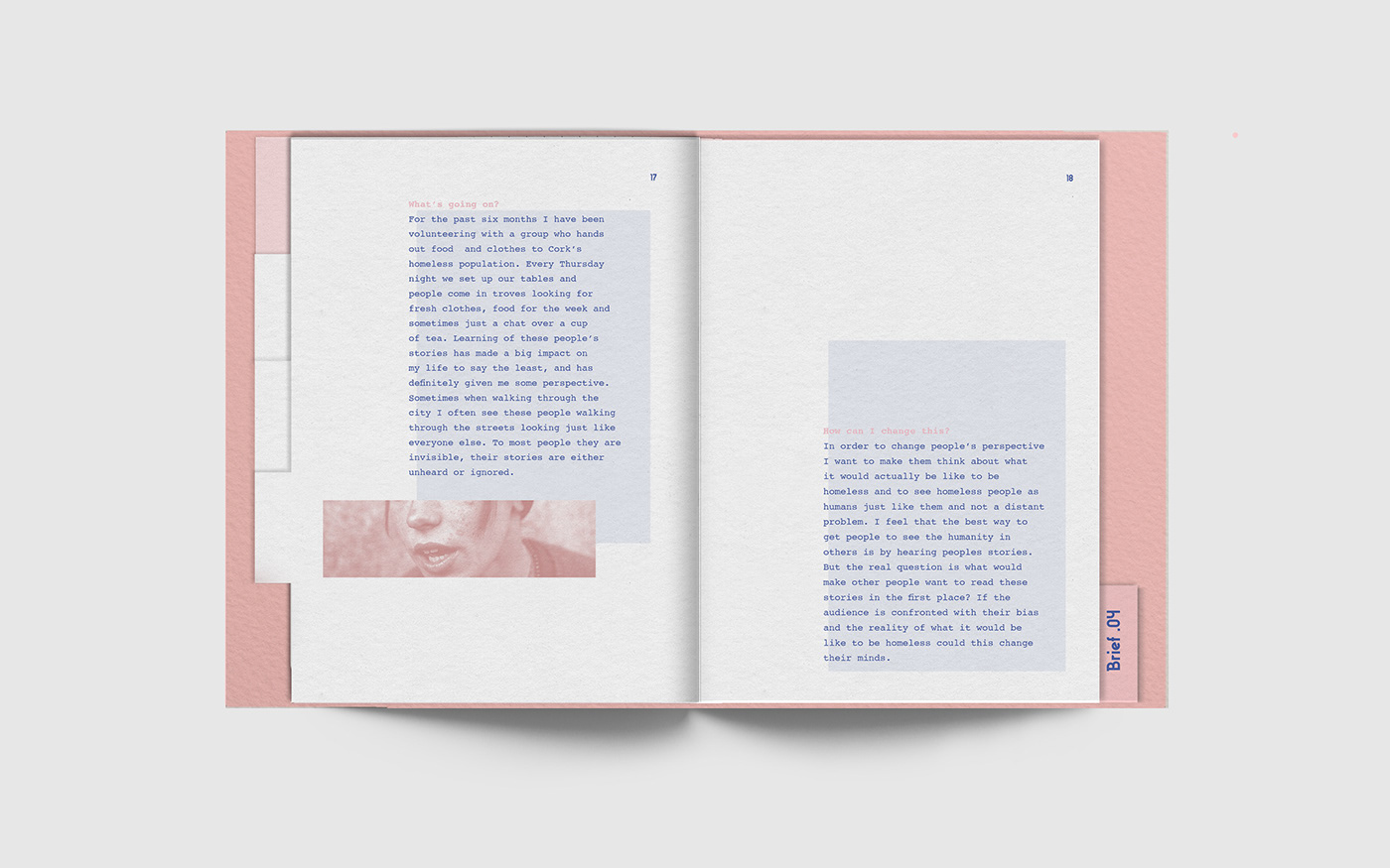 blue book college editorial Final year Project FYP minimalist pink Proposal typography  