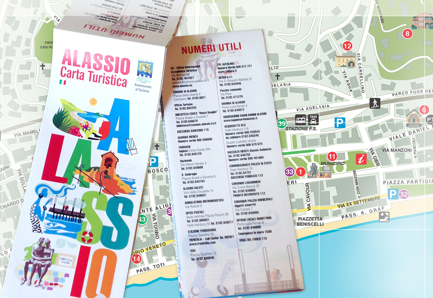 citybranding 2017 Branding map tourist graphic design  tourism map illustration alassio liguria ILLUSTRATION 