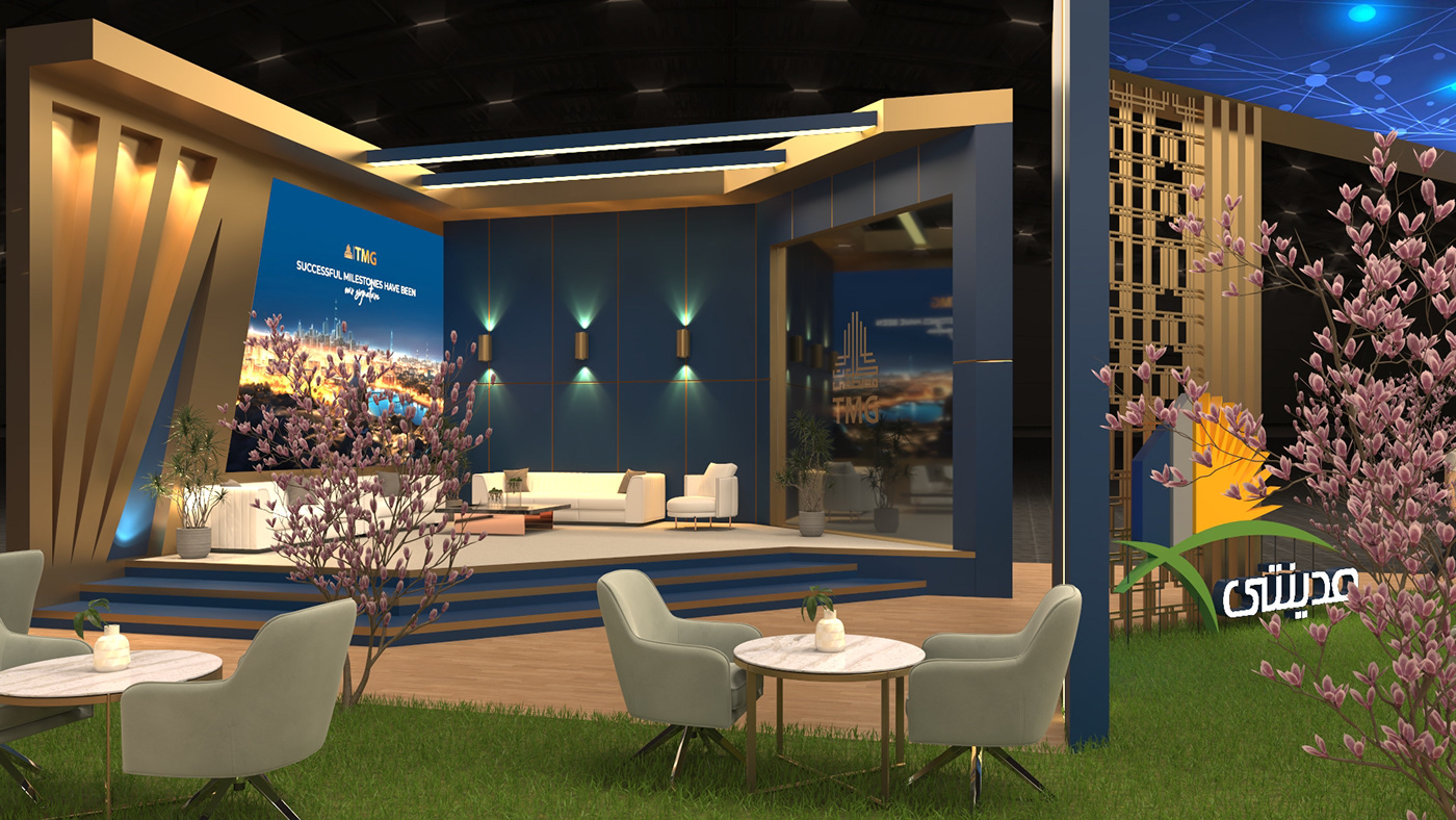 Talaat Moustafa Group TMG booth pavilion booth design Exhibition  Exhibition Design  exhibition stand 3D cityscape