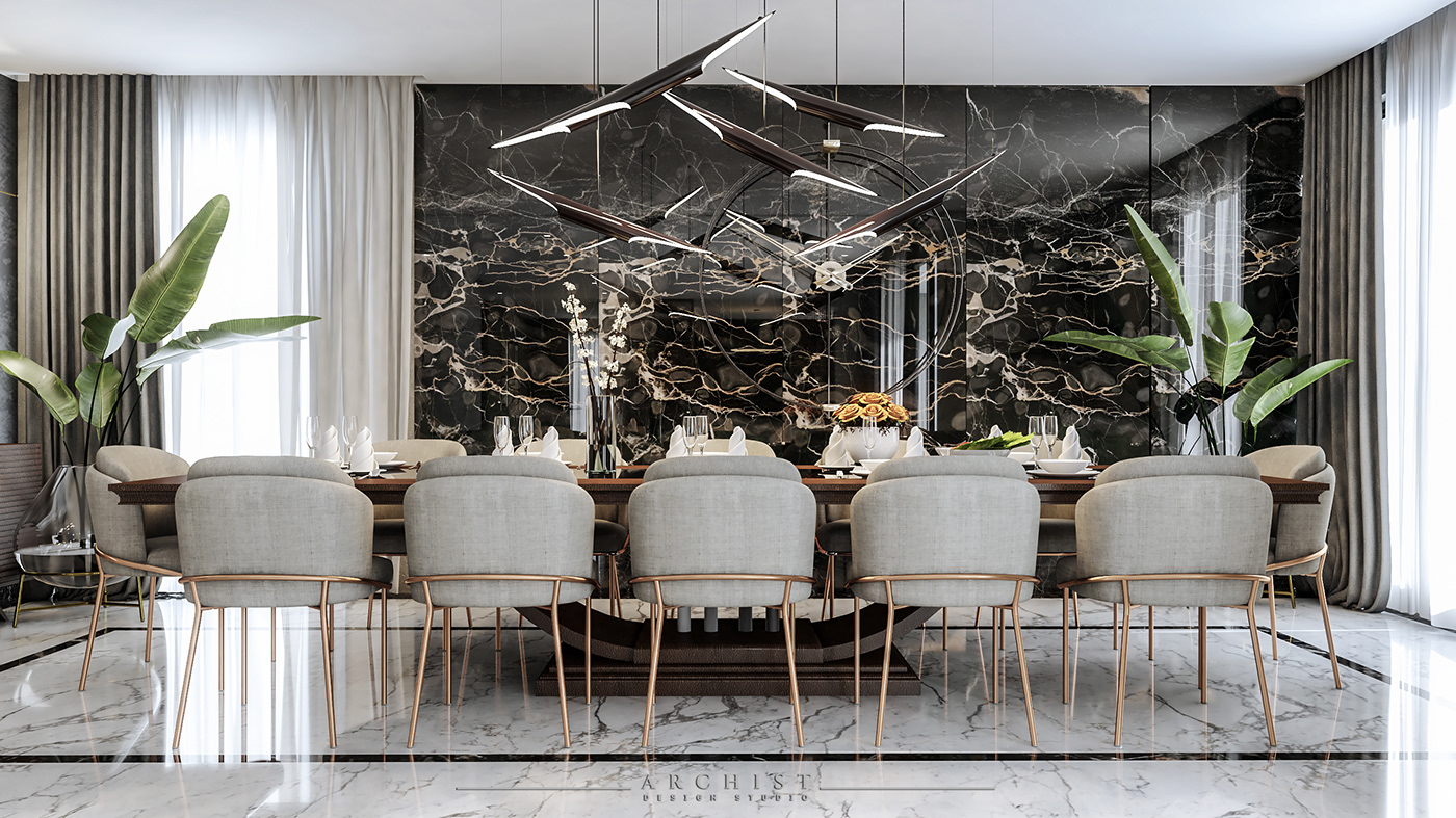 archist luxury elegant reception design home Marble fire place tv cnc