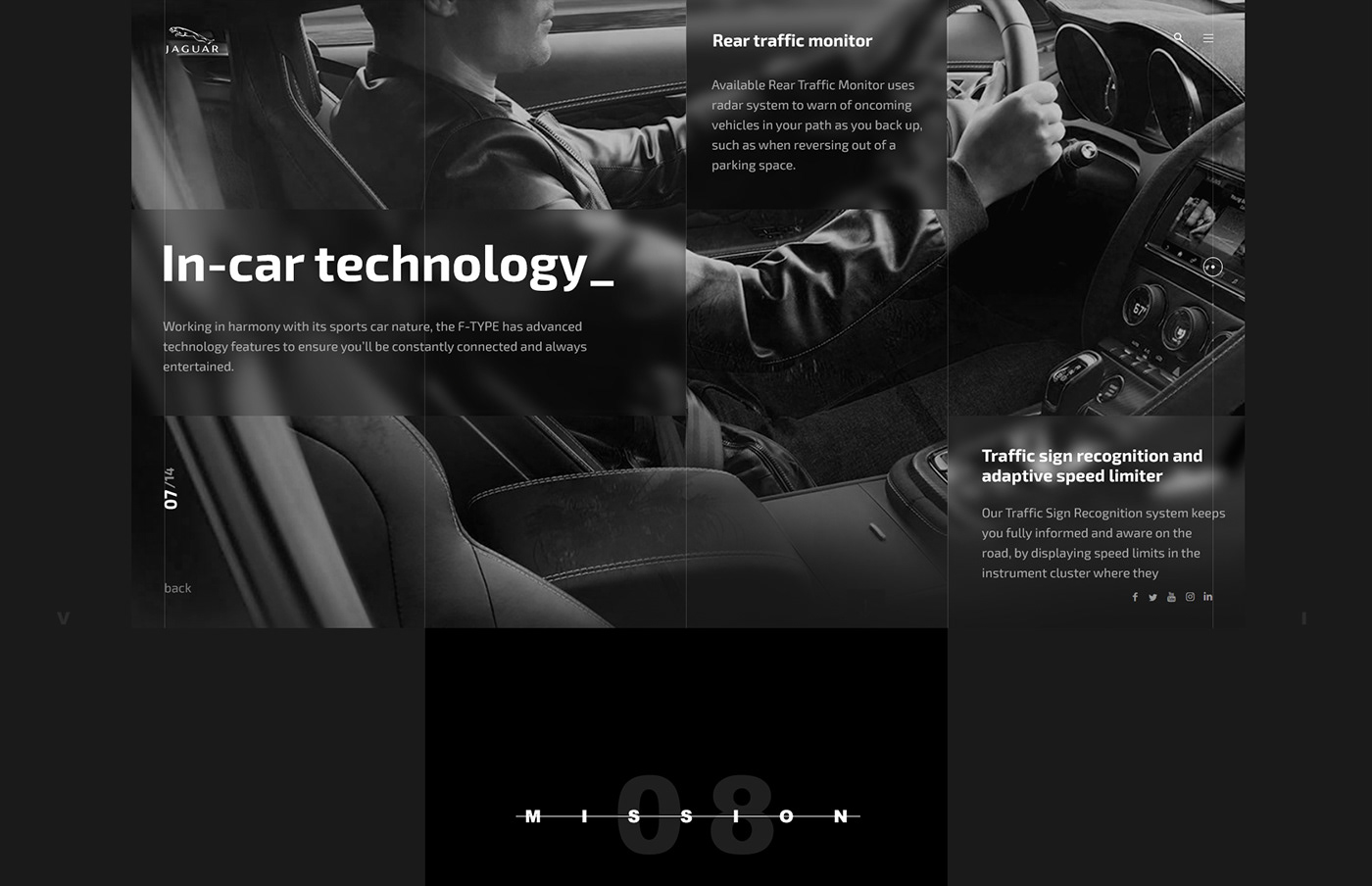 jaguar Auto black car redesign UI ux Web grey Minimalism