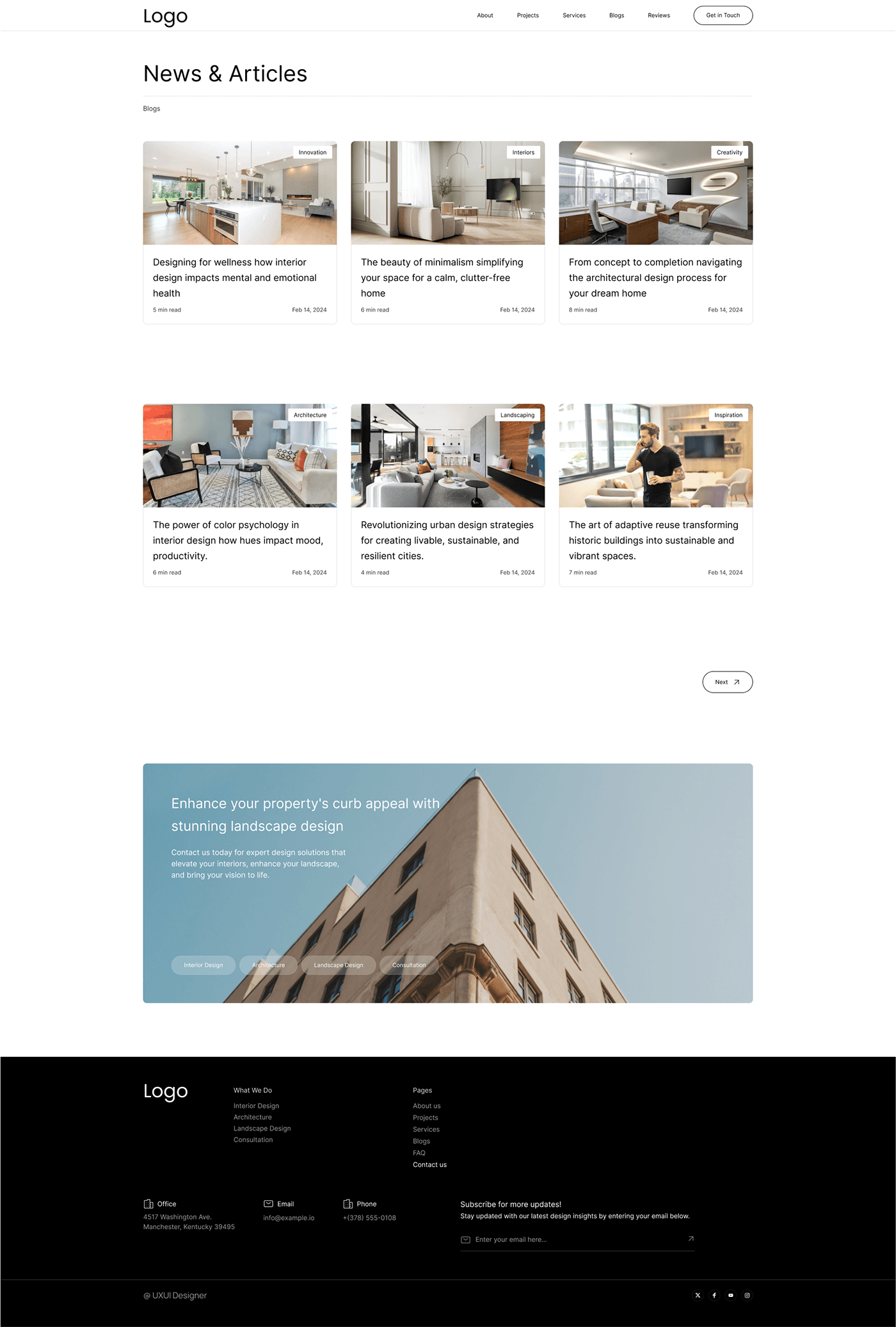 UI/UX Web Design  Website landing page architecture Render interior design  construction building house