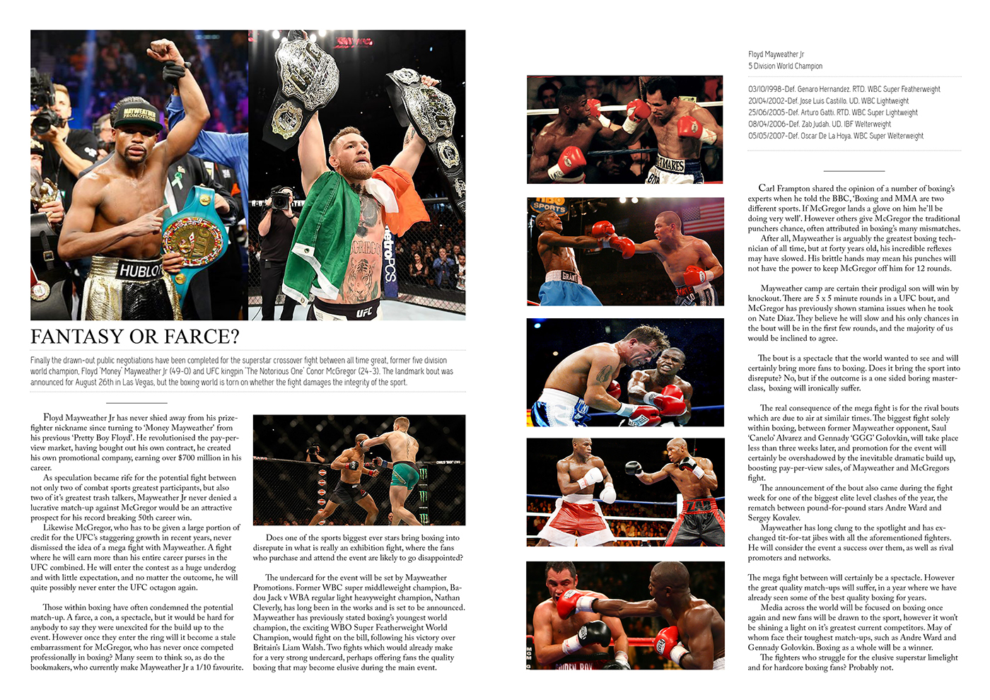 Boxing MMA UFC Mayweather McGregor editorial fight Las Vegas journalism  