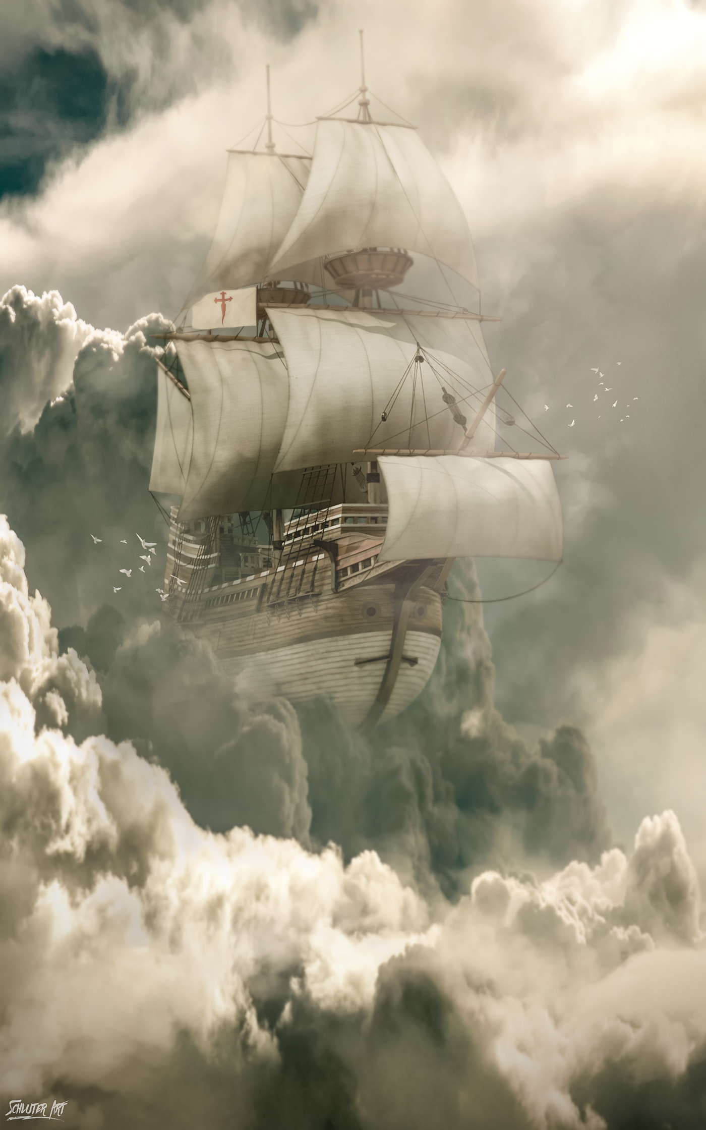 digitalart Photography  photomanipulation ship clouds SKY fantasy surreal