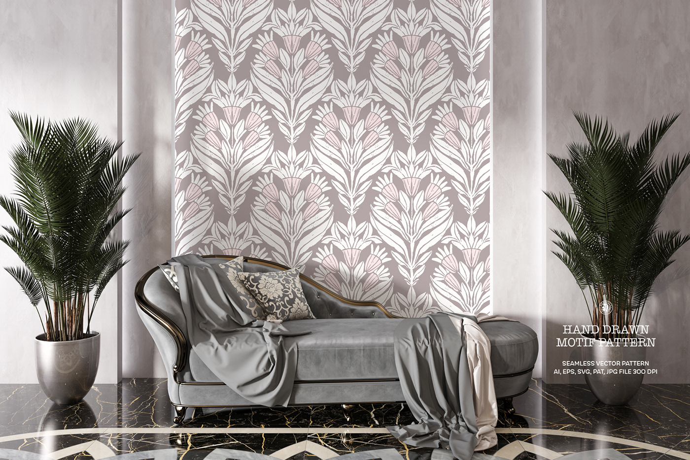 Wallpaper design floral pattern seamless pattern hand drawn motif pattern