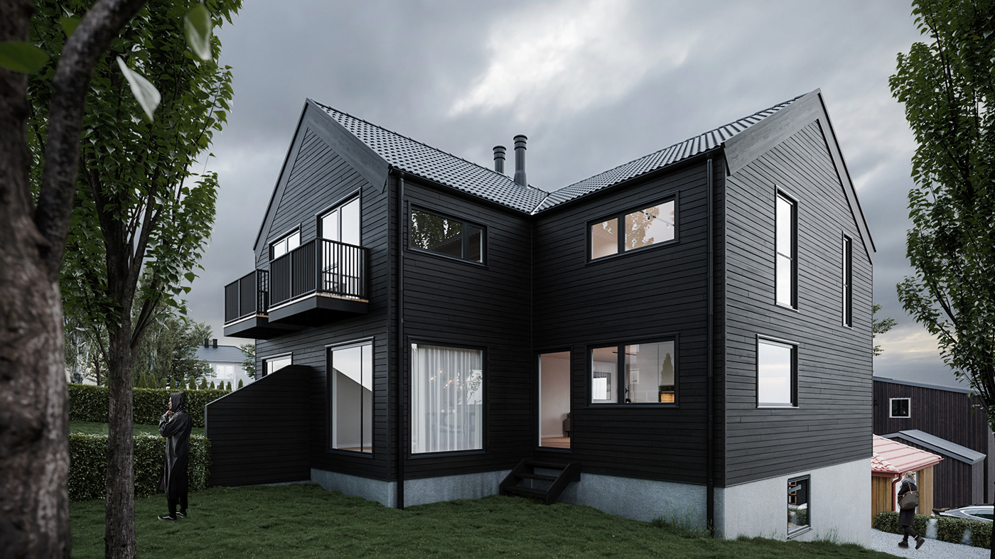 3D architecture CGI corona house Interior norway rendering Scandinavian visualization