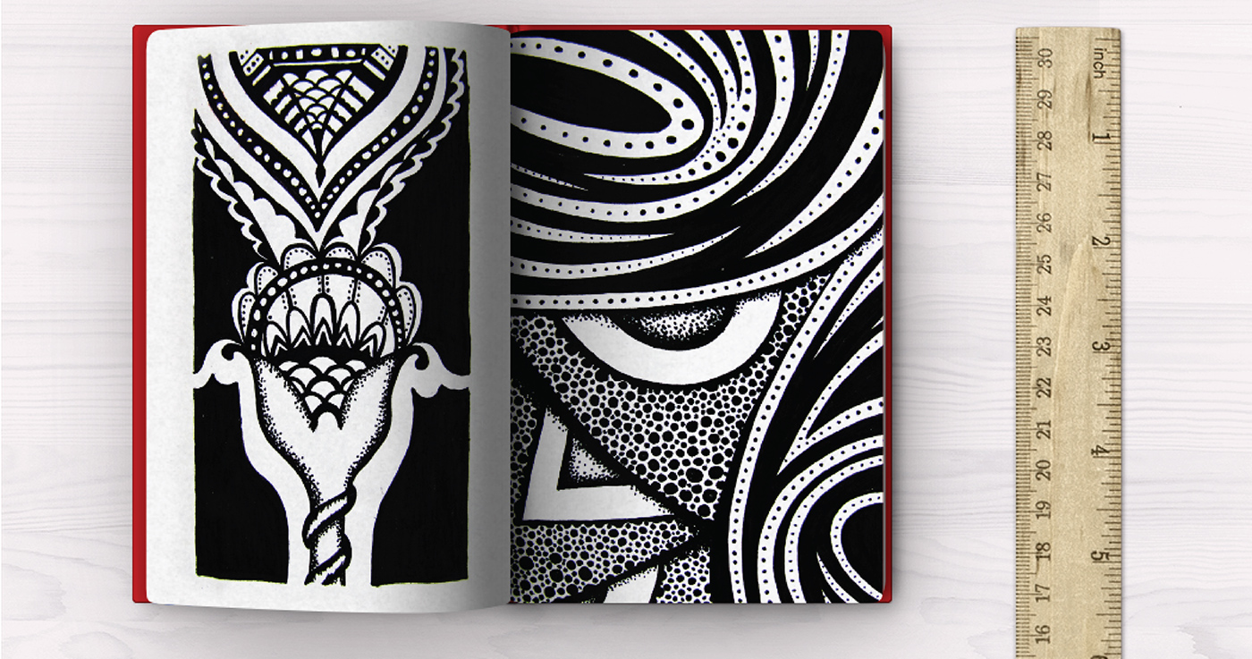 eyes Spare Time hobbie pen handmade abstract animal pattern moon face sphere bird moleskine notebook sketchbook