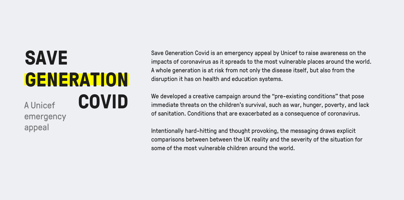 Advertising  charity COVID19 creative graphic design  motion design unicef