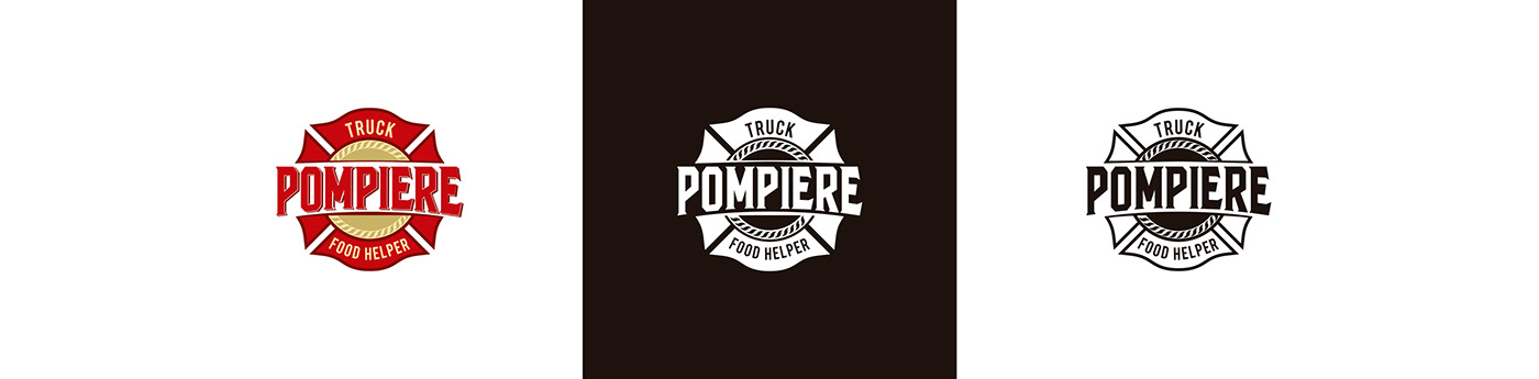 Food truck logo Logotype pompiere food truck