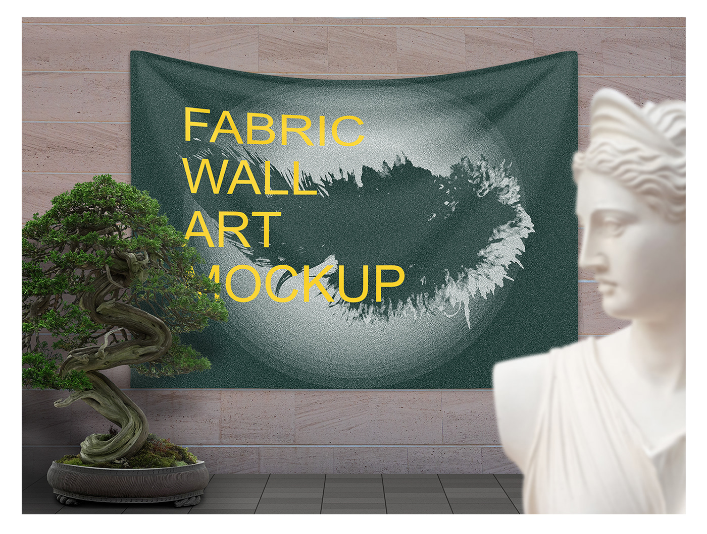 Mockup template design fabric fabric design pattern textile wall wall art tapestry