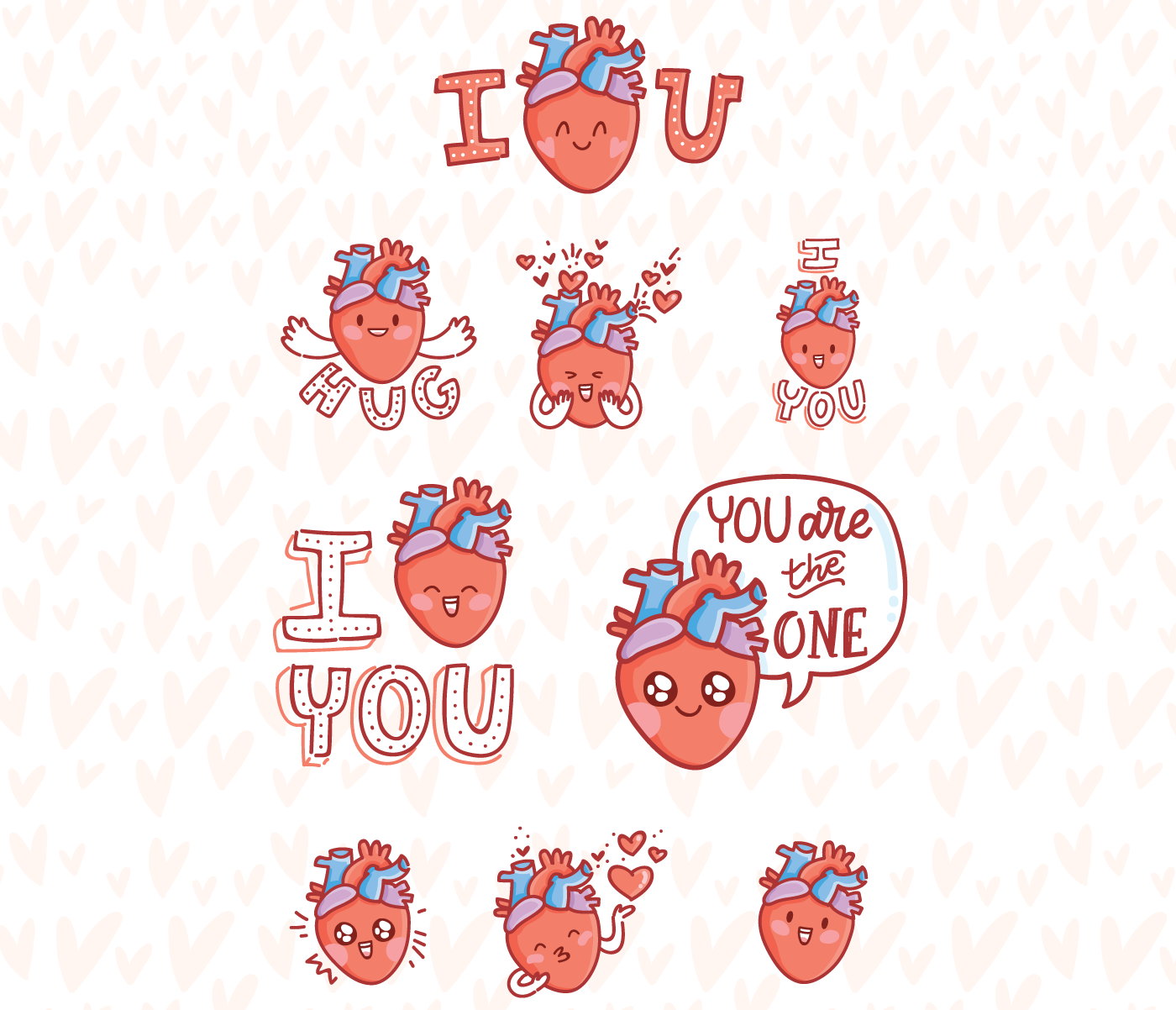 imessage stickers Character heart Love messages app appstore relationship ILLUSTRATION 