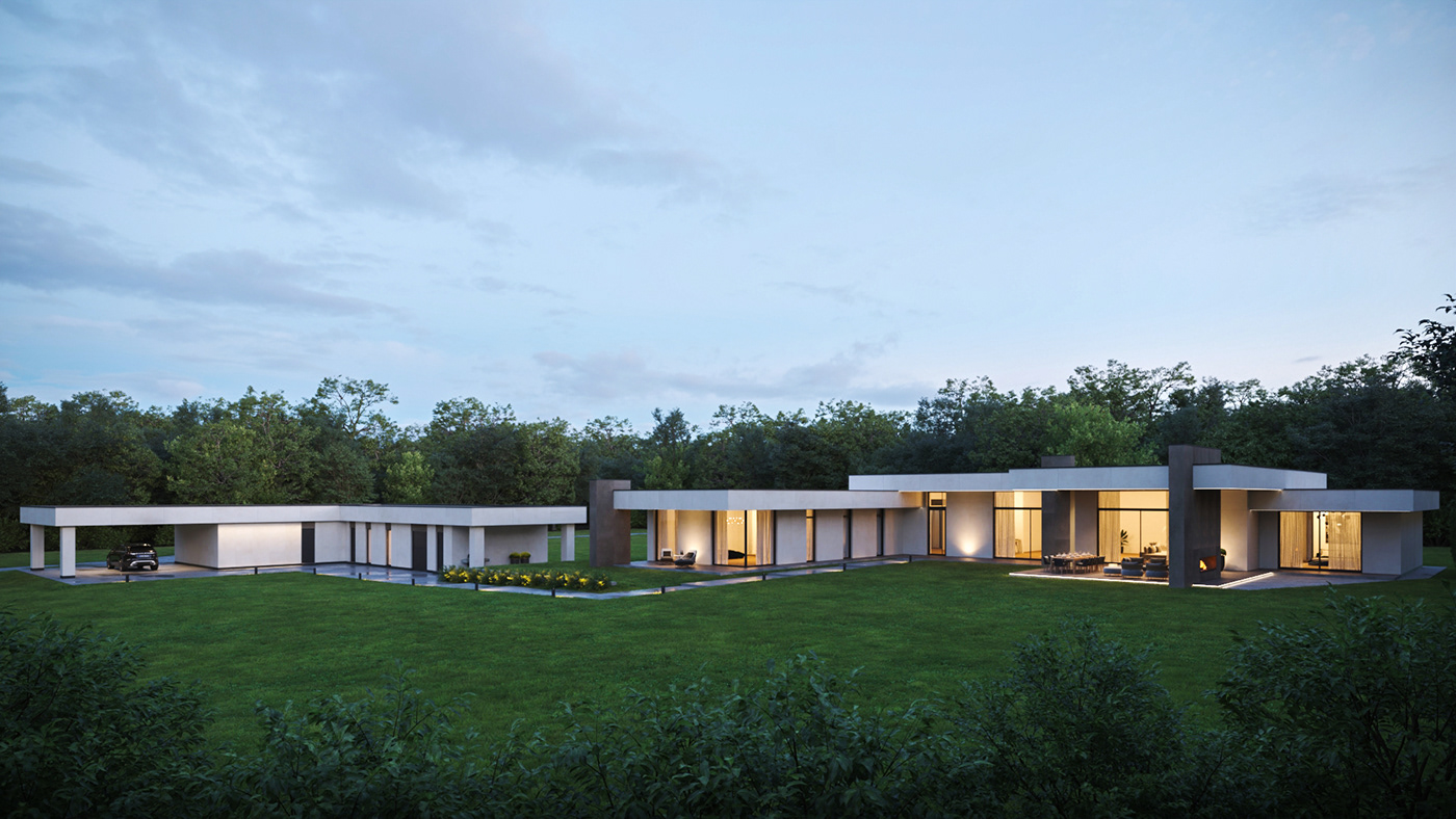 architecture exterior functional house luxury minimal modern Render Villa visualization