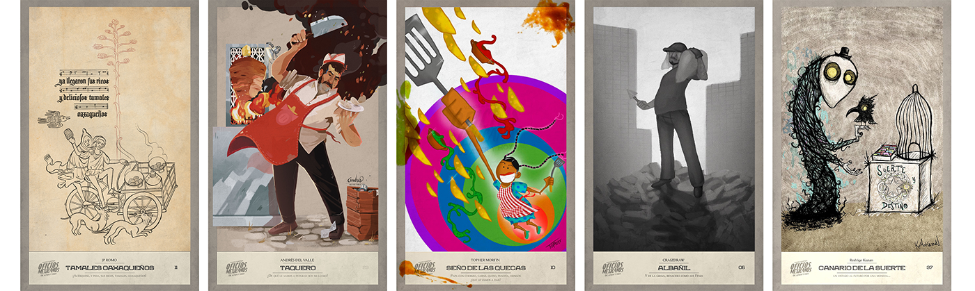 Ilustrando en bola mexico art collab Collective  art challenge mexico city taquero organillero Huapango Zapatero tamales quesadillas