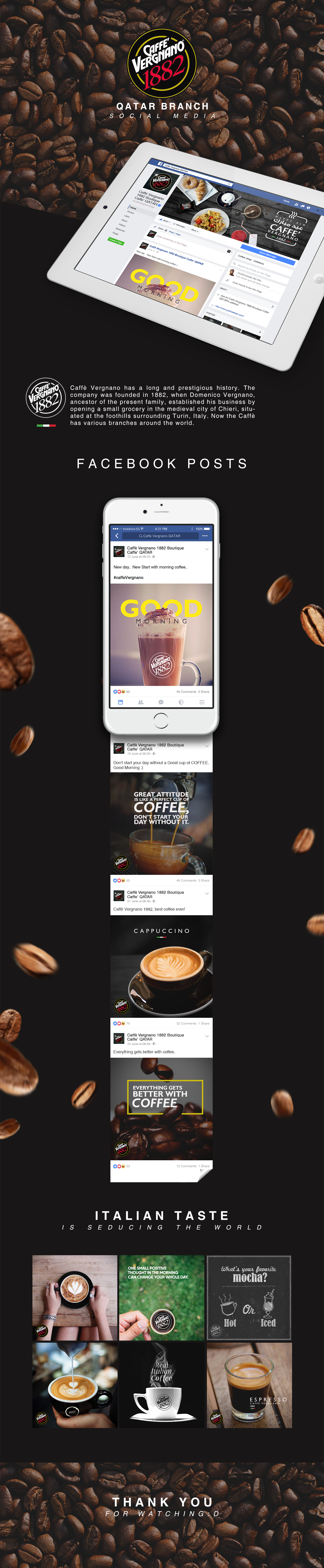 social media facebook Coffee branch Qatar posts Italy design digital