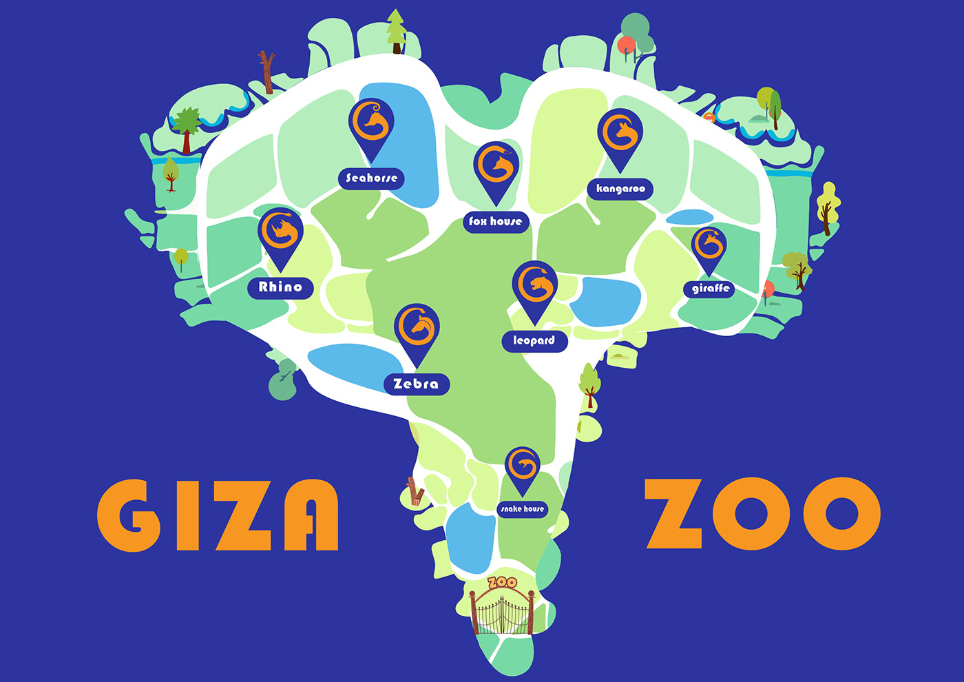 sign system giza zoo logo animal vector