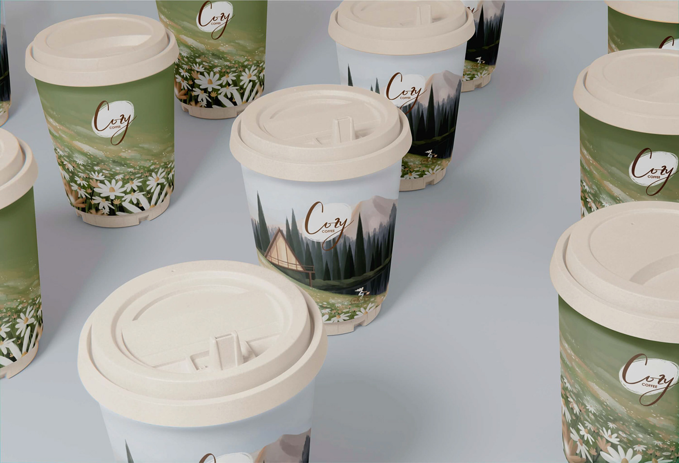 artwork Coffee coffee shop coffeeshop cup Digital Art  ILLUSTRATION  Packaging product design 