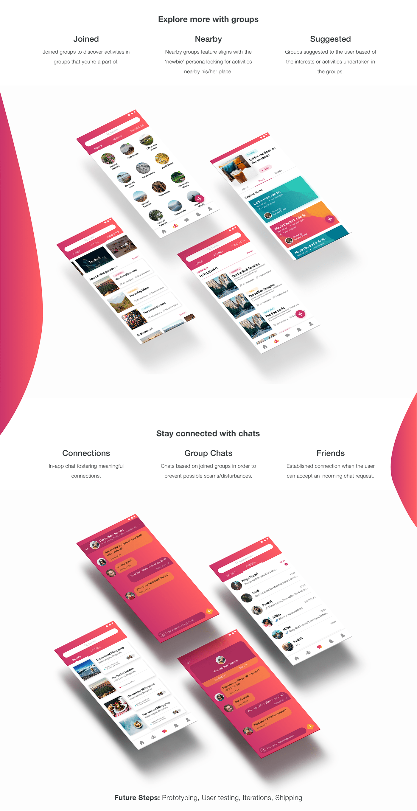 ux UI interaction User research Case Study social Events android redesign groups