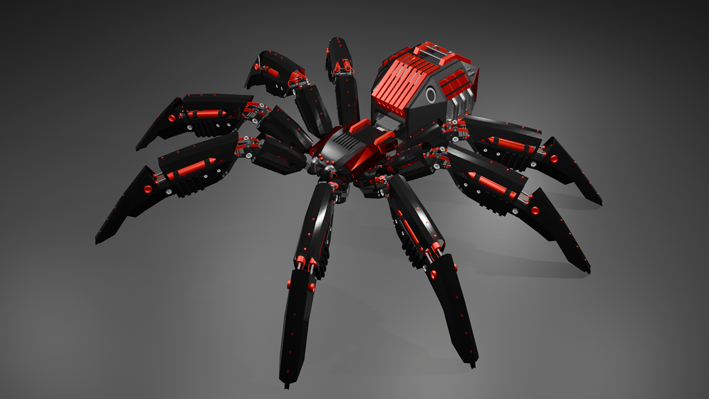 spider robot 3D рендер modern Technology 3d modeling blender blender3d robospider
