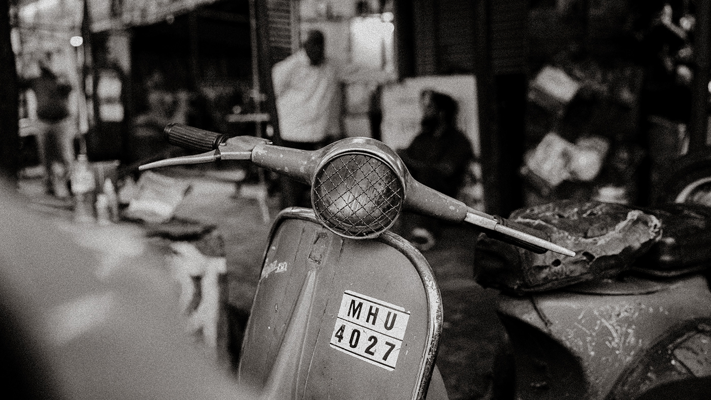 black and white monochrome Photography  vespa bajaj Retro street photography vintage survivor scooty