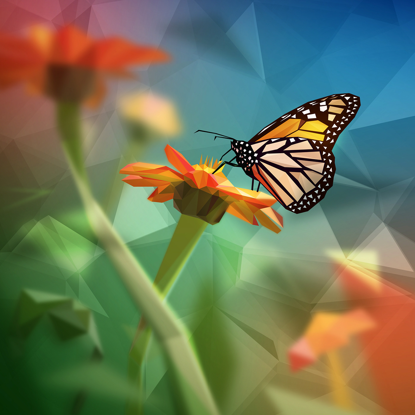 Low Poly illustration of a Monarch Butterfly!