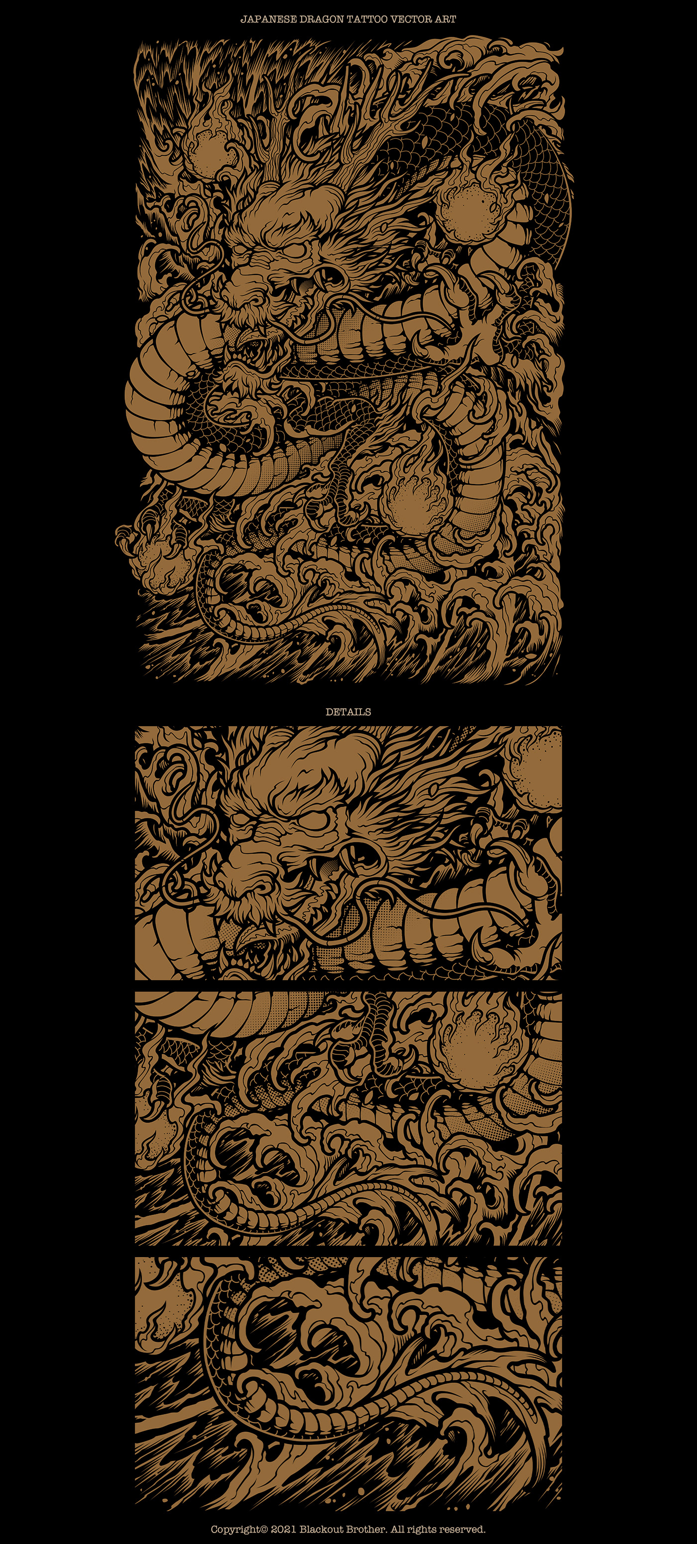 demon dragon irezumi japan Japanese dragon japanese tattoo oni samurai tattoo vector art
