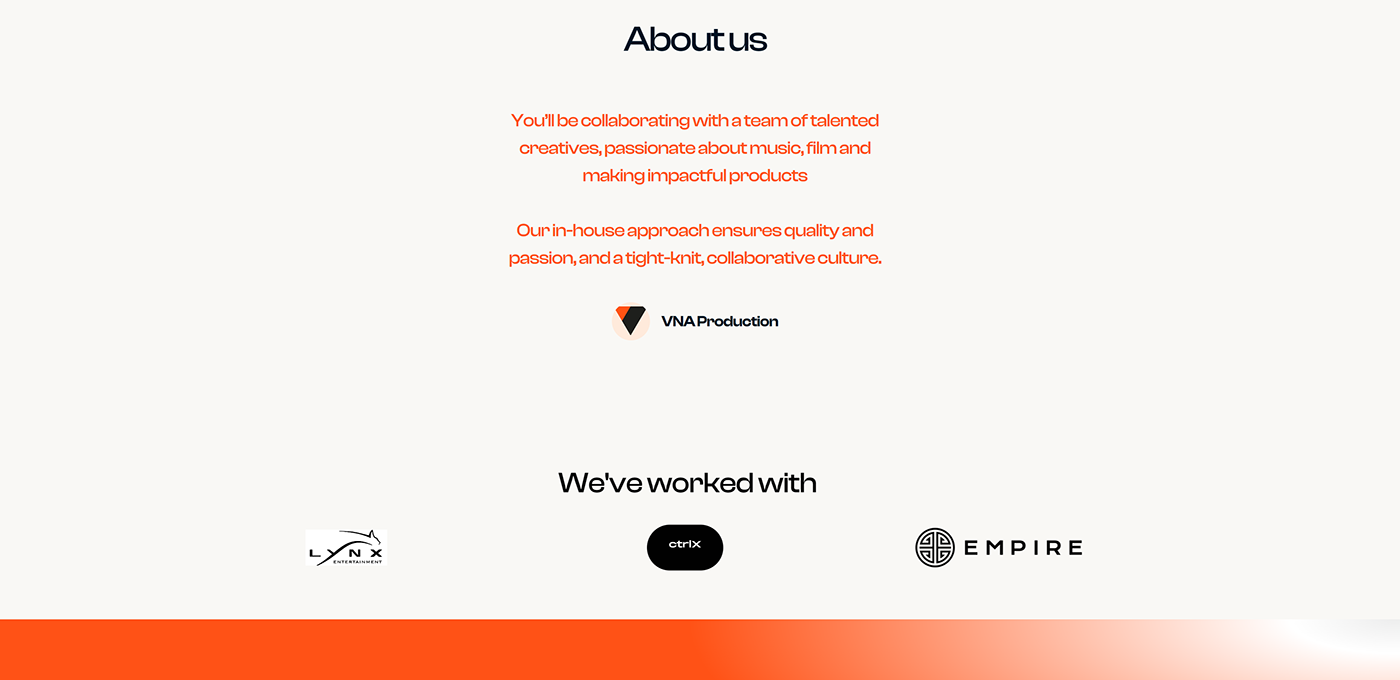 design Web Design  landing page Figma Framer Website Video Production orange modern